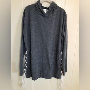 Flirtitude Active womens size L long sleeve pullover hoodie tunic with side slit